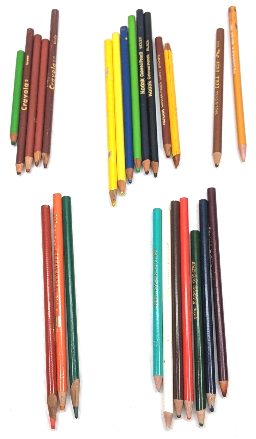 26 Vtg Colored Pencils Eagle Berol Prismacolor Pedigree Kodak Crayola