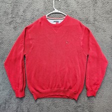 Tommy Hilfiger Sweater Men Size XL Red Crewneck Knit Pullover