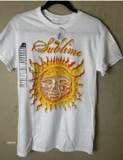 SUBLIME 90's ALT Rock Sun Logo Long Beach White Graphic Tee-NWT