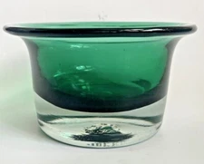 1959 Blenko Wayne Husted No. 5936 Bowl in Nile Green with Sandblast Blenko Mark