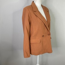 Forever 21 Jacket Blazer Womens Size Medium Ribbed Notched Camel Brown Cotton