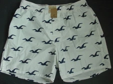 NWT Hollister Men's Boxer Shorts Briefs White Navy Blue Seagulls HCO XL 2xl Rare