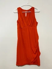 Women's Junior's Bongo Orange Sleeveless Bodycon Dress w/Side Gathering, Size  L