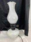 Vintage 14” Milk Glass Night Hurricane Electric Lamp 34"cord