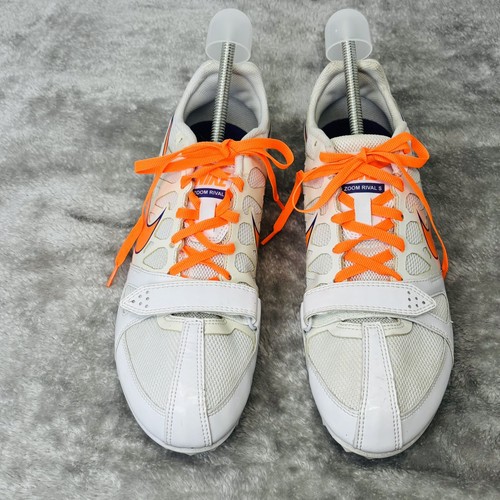NIKE Track & Field~ZOOM RIVAL S~White & Orange Running Shoes~Men's 9.5
