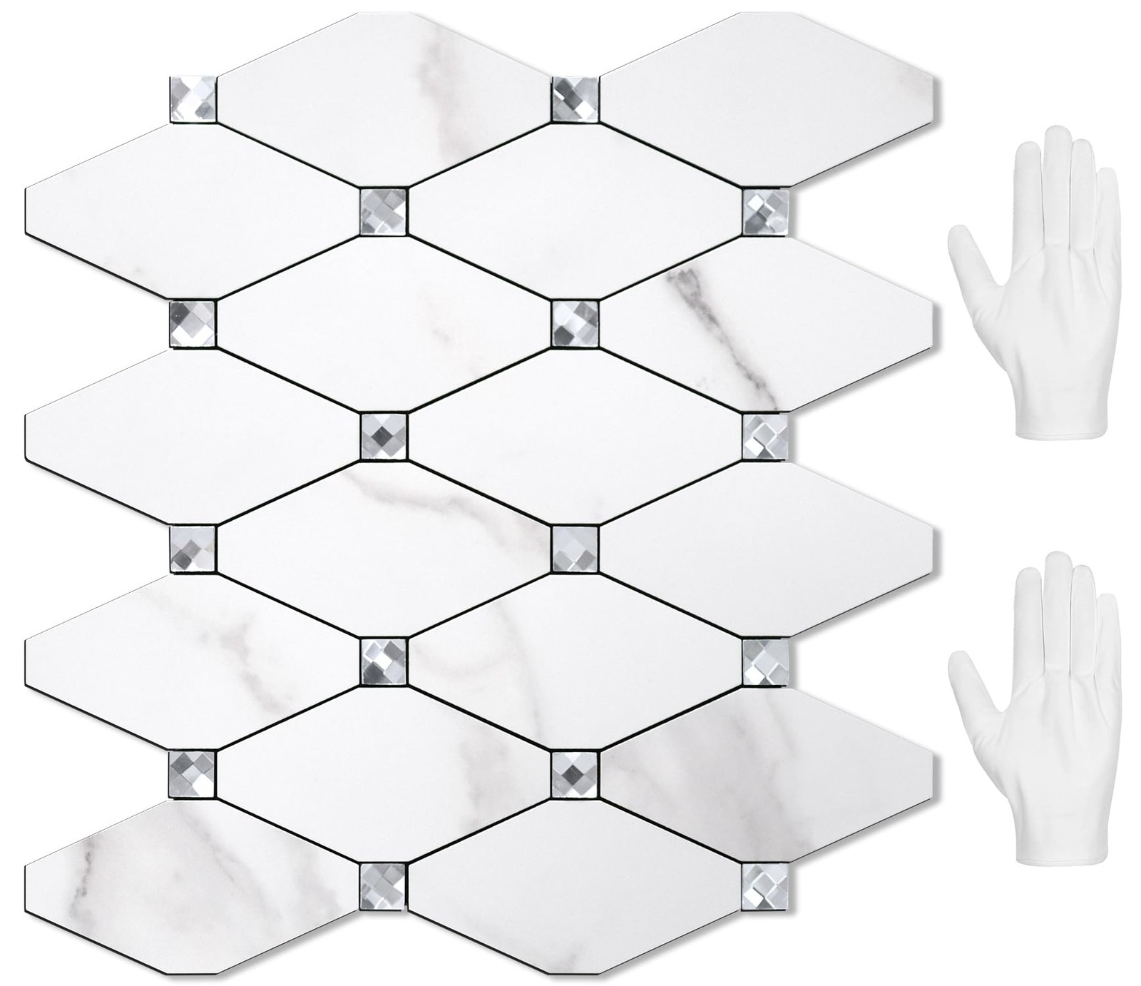 10-Sheet Peel & Stick Calacatta Aluminum Backsplash Tile for Easy Installation