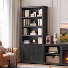 Modern 71" Tall 6-Shelf Bookcase with Doors Storage Cabinet