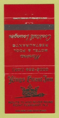 Matchbook Cover - Kings Grant Inn Point Pleasant NJ 30 Strike
