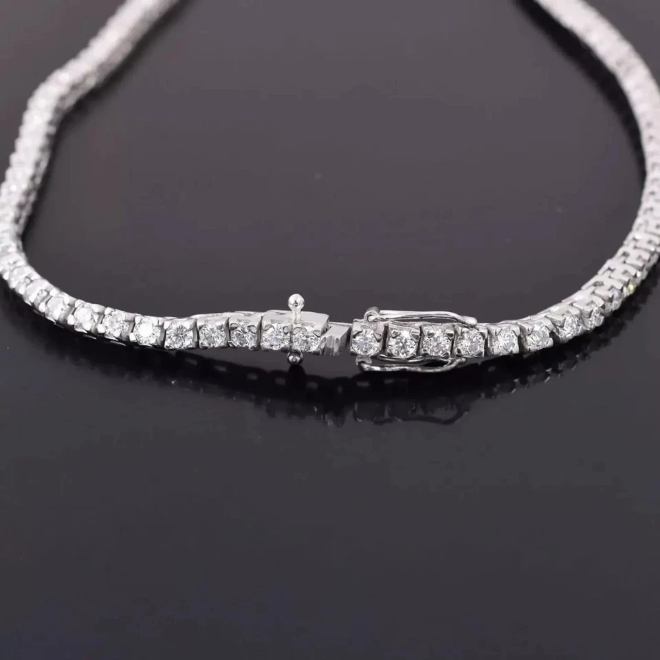 14k Solid Gold Lab Grown Diamond VVS1 E Color 9Ct Diamond Tennis 17In Necklace - Image 4 of 4