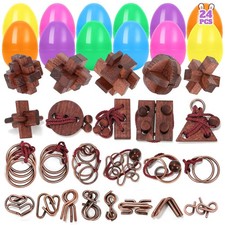 24 Pack Prefilled Easter Eggs with Teaser Puzzles Toys, Easters Egg Filled fo...