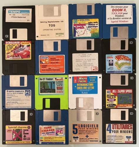 Lot 29 Disquettes 3.5" Magazine PC Windows DOS Vintage