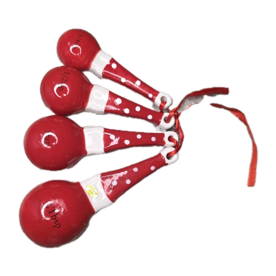 Santa Claus Ceramic Measuring Spoon Cooking Set. Christmas Baking Tools.   - Image 3 of 4
