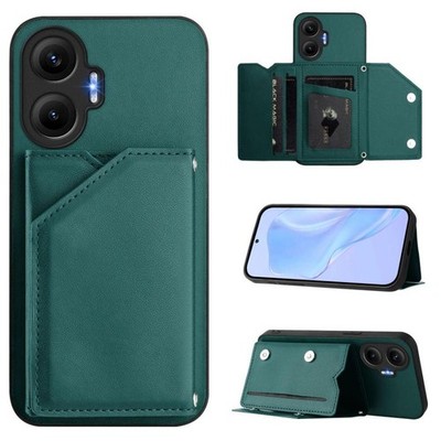 Redmi Turbo 4 Pro / Poco F7 Hülle Grün mit 4 Kartenfächern und Armband Handge...