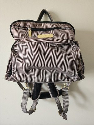 Ju-Ju-Be Be Right Back BRB Backpack Diaper Bag The Commodore Chevron Stripe