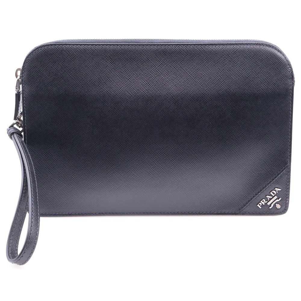 Prada Black Saffiano Leather Second Bag Clutch 2Vf056