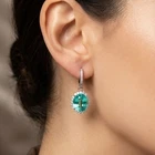 Bluish Green Paraiba Tourmaline 12.25Ct 925 Sterling Silver White Gold Earrings