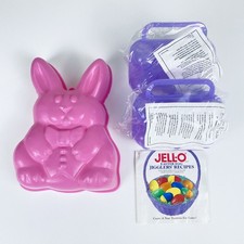 Lot of 2 VTG Sealed JELL-O Jigglers Easter Egg Molds with Recipe Book Bunny Mold