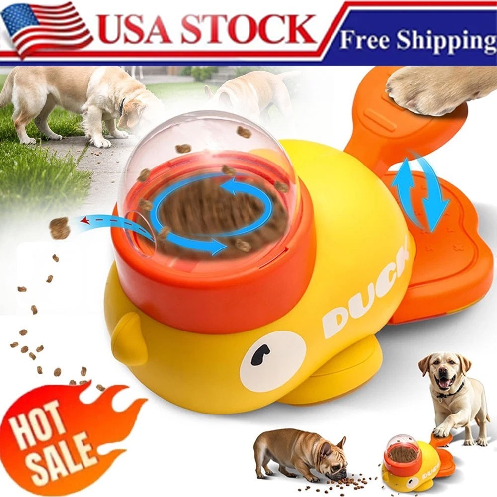Dog Puzzle Feeder Interactive Cat Food Treat Dispenser Cartoon Duck Press Pet OY