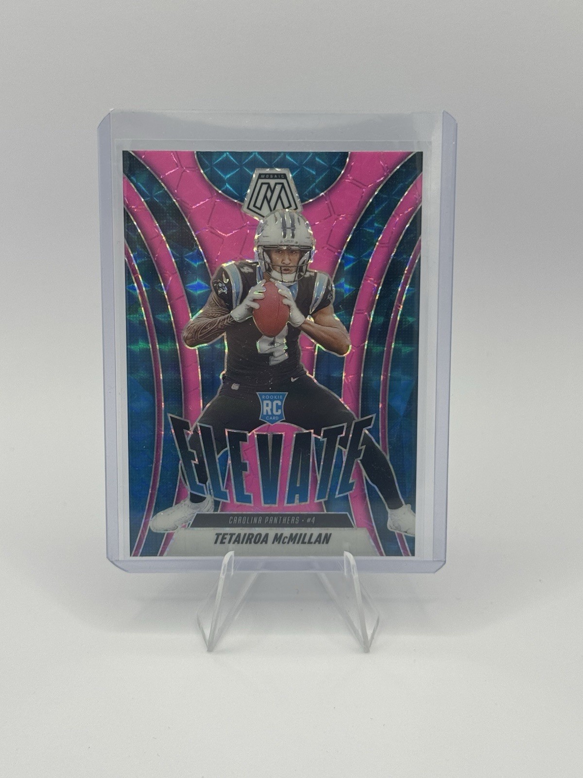 2025 Panini Mosaic - Elevate Tetairoa McMillan #6 Mosaic Pink Fluorescent Prizm