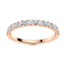 Sterling Silver March Aquamarine Gemstone Sister Prong Full Eternity Ring