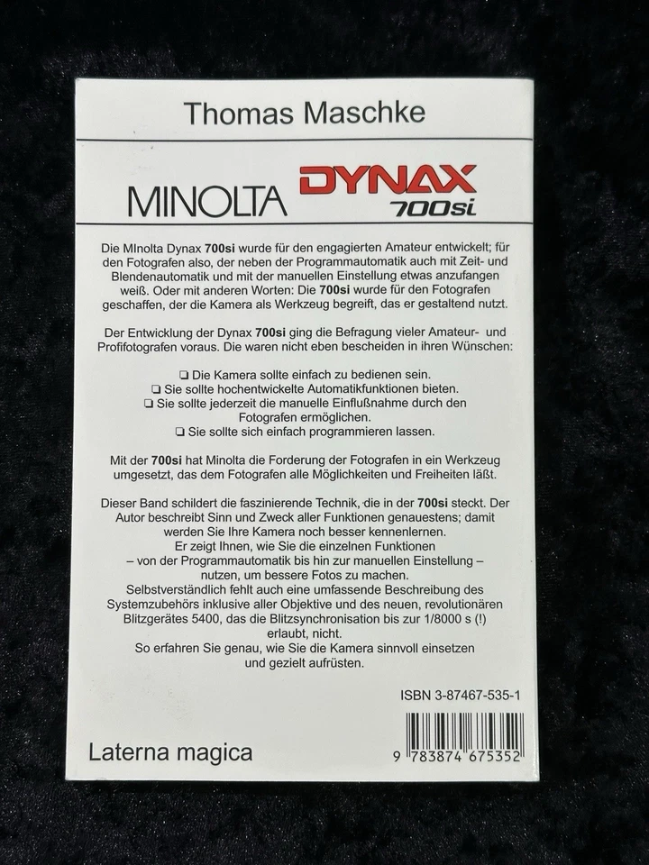 Fachbuch Spiegelreflexkamera MINOLTA DYNAX 700si Handbuch von Thomas Maschke - Bild 2 von 4