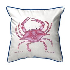 Betsy Drake Pink Crab Small Indoor Outdoor Pillow 12x12