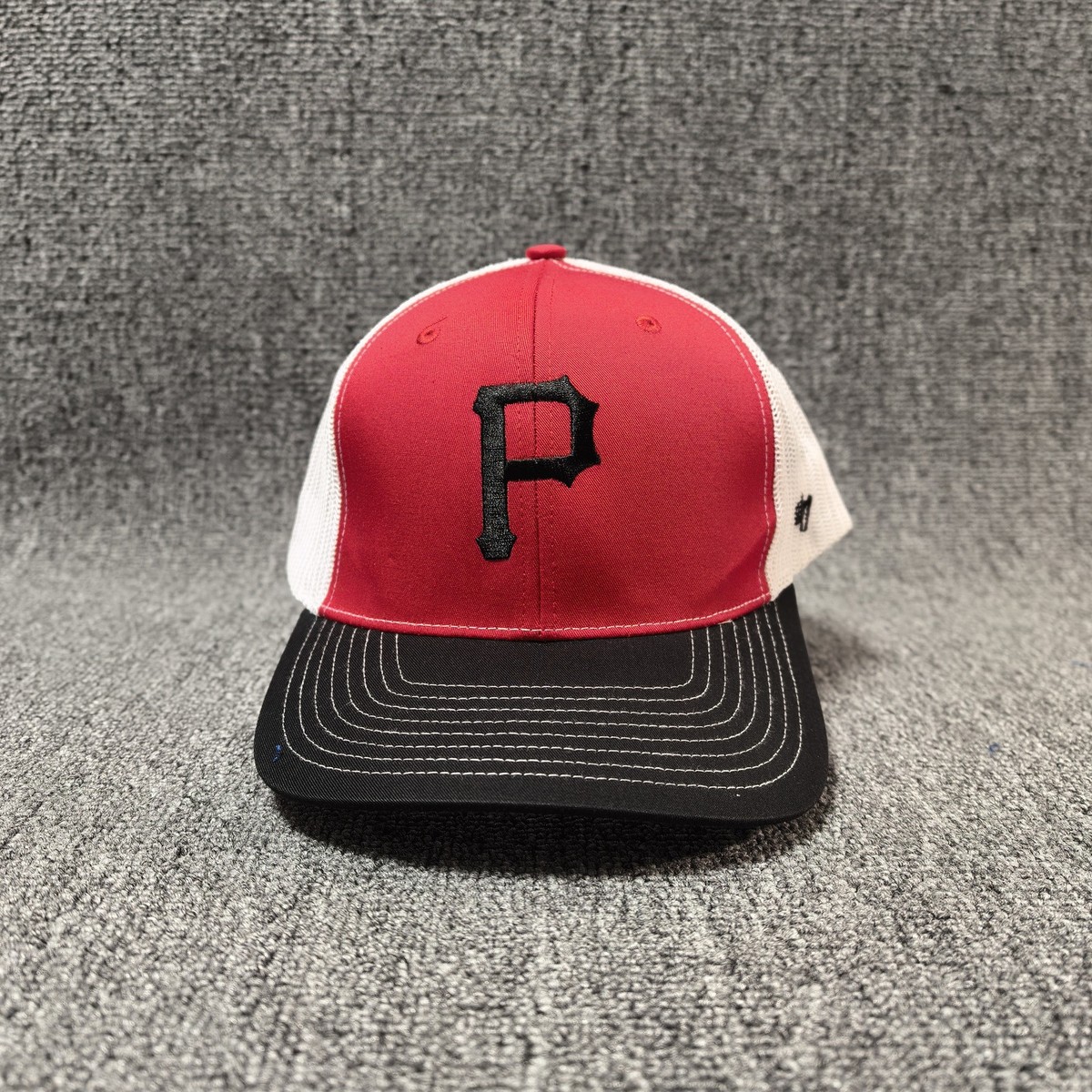 47 Brand Pittsburgh Pirates Trucker Hat Snapback Red White Black Cap