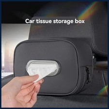 1PC PU Leather Car Tissue Box Holder, Multi-Functional Storage Organizer