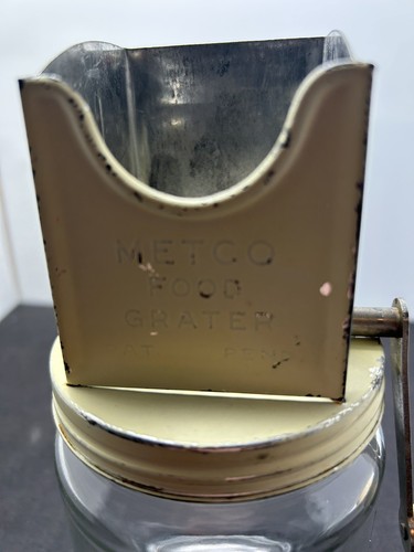 Vintage Metco Lebensmittel Reibe, gelb, alles original Anchor Hocking Glas 8,75" T - Bild 2 von 9