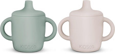 Silicone Sippy Cups 2 Pack Soft Spout Easy Grip Handles for Babies 6 Mont