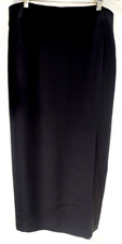 H3 Dana Buchman 100 Silk Long Pencil Skirt Black Front Slit 18 W Formal Lined