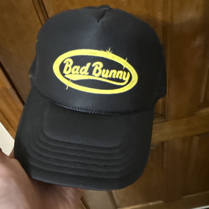 BAD BUNNY Snapback Trucker Hat - Black with Yellow Logo - Foam Front/Mesh Back