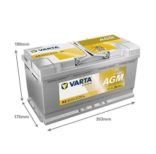 Varta A5 Start-Stop Battery - AGM 019 Type - 95ah 850cca 12v - Image 2 of 4