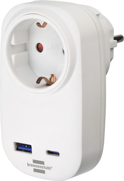 Brennenstuhl 1508210010 Steckdosenadapter Mit Usb C Power Delivery 20W 1X Usb A-image