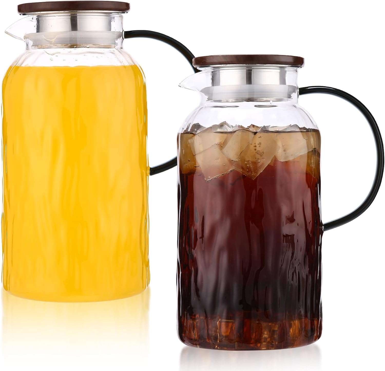 2 Pack 68 Oz Vintage Glass Pitcher with Lid and Handle for Water Juice