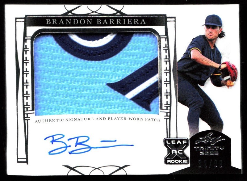 2022 Leaf Trinity Blue Jays Brandon Barriera RC 3 Color Patch Auto RPA #d /99