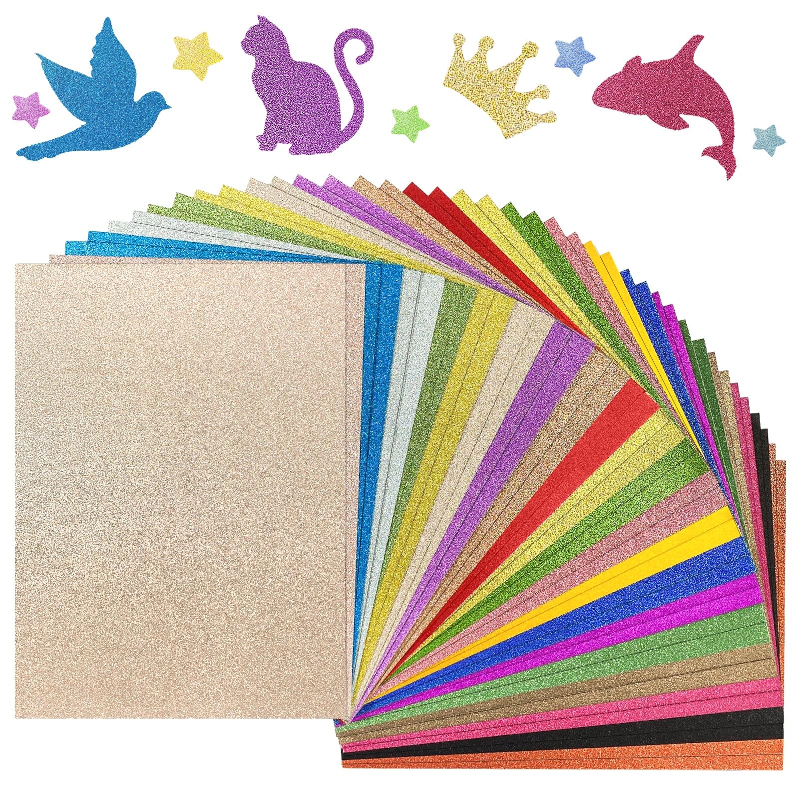 40 Feuilles de Papier Pailleté A4 en 20 Couleurs pour Loisirs Créatifs