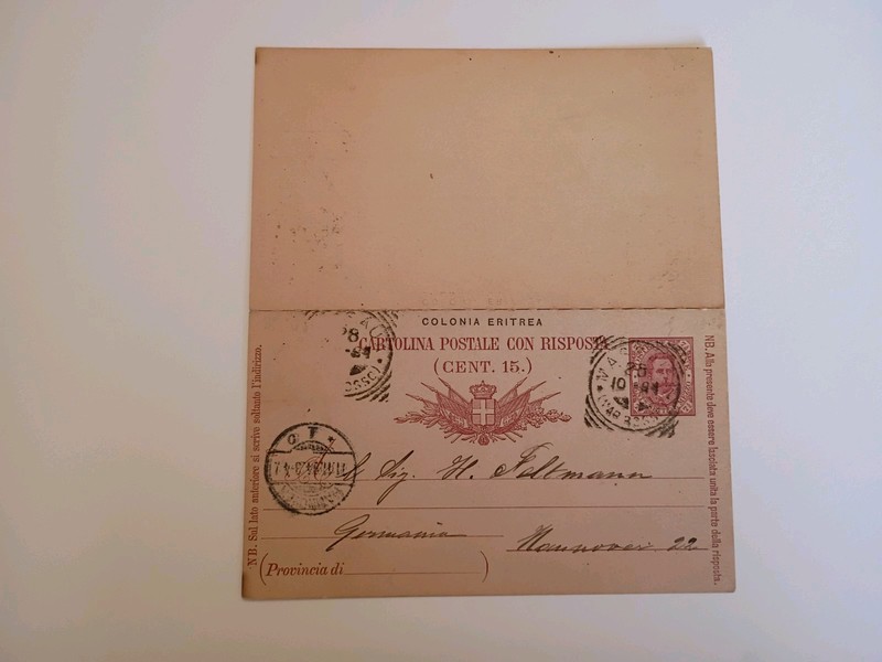 Italy Catolina Stamp Cover Postcard From 1884 Extremely Rare