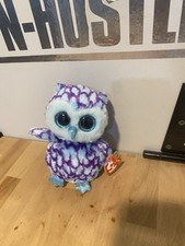 TY Beanie Boos Oscar the Blue Owl 6" Plush Stuffed Animal 2017 Sparkling Eyes