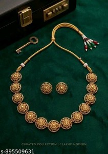 Authentic Traditional Indian Boliwood gold plated choker Necklace Earrings jewellery Set