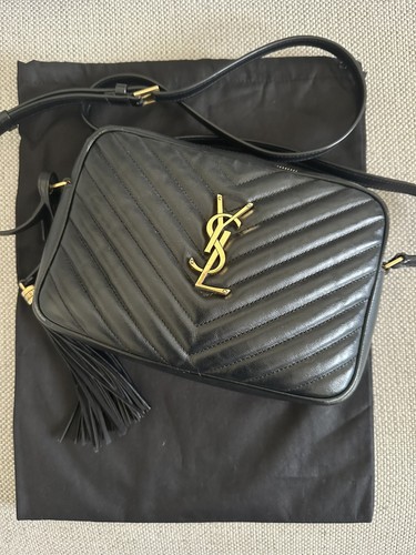 Authentic Saint Laurent Lou Camera Bag Black Chevron