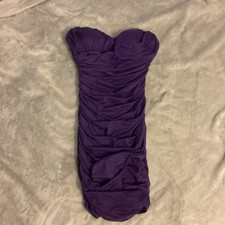 Speechless Purple Satin Strapless Ruched Bodycon Dress Sweetheart Neckline M