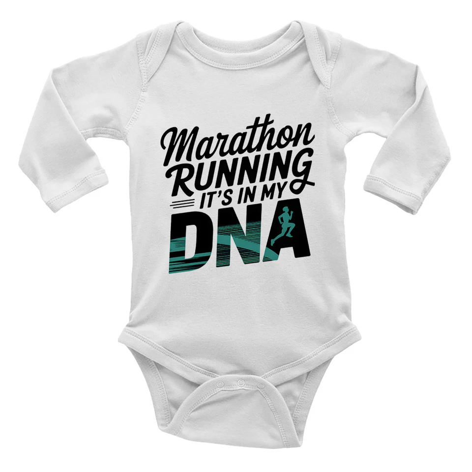 BABY ORIGINALS Marathon Running It's in my DNA Miles Runner Baby Grow Vest Bodysuit L/S