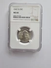 1947 D MS66 SILVER WASHINGTON QUARTER GRADED NGC 25C D MINT   90% AG COIN