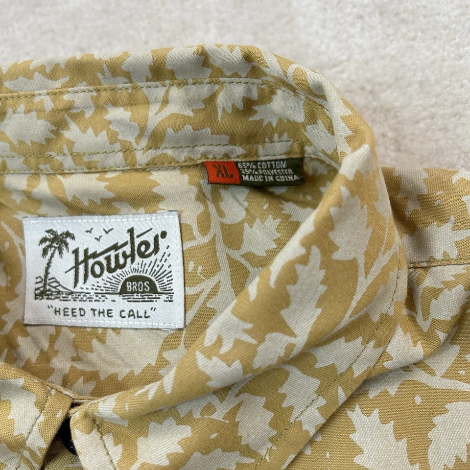 Howler Brothers Mansfield Shirt Mens XL Button Up Performance Leafy Litho - Image 4 of 4