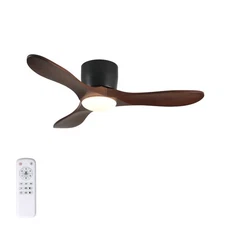 42 - Inch Ceiling Fan with Light, 3 Dark Walnut Wood Blades, Remote Control