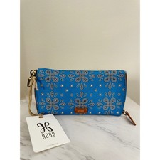 Hobo Spark Double Eyeglass Case In Coated Canvas, Blue Journey Bandana, NWT