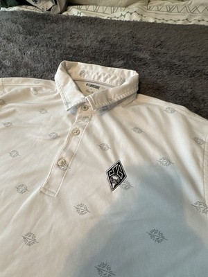 Linksoul Tempus Fugit Golf Polo Men's Large White Sun Print Diamond Logo