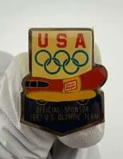 1992 Olympics Oscar Meyer Sponsor Gold Tone Enamel Lapel Pin