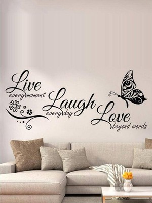 Schmetterling Spruch Wandaufkleber schwarz PVC selbstklebend Grafik Aufkleber für Zuhause Dez